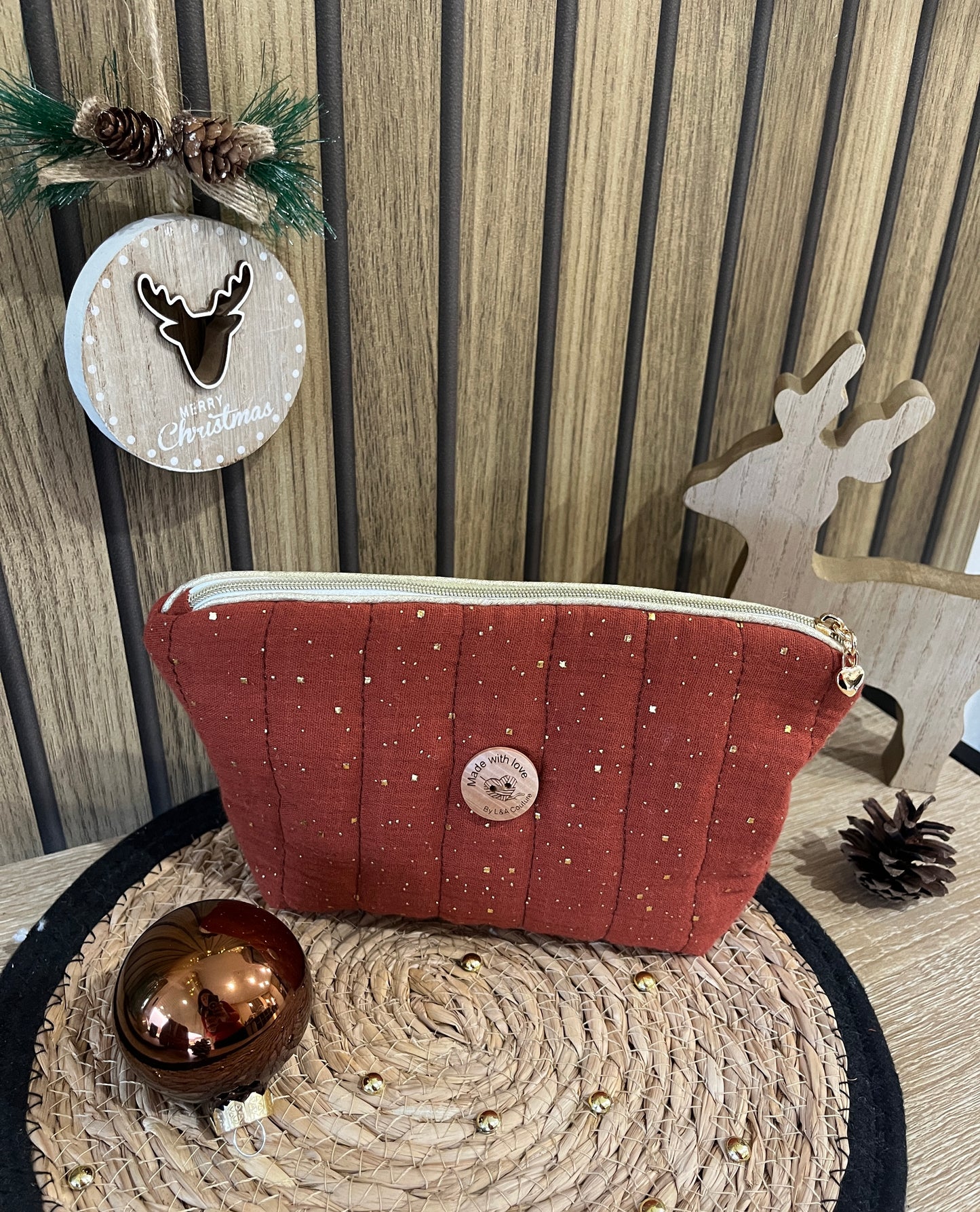 Pochette à maquillage matelassée